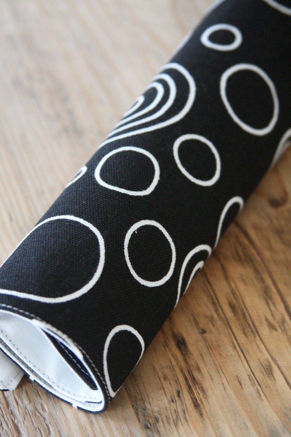 Pet Placemat - Black with White Circles: Small Size - FREE US SHIPPING