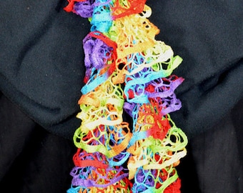 Spiral ruffle scarf, dress scarf, multi-colored scarf, women's scarf, trendy