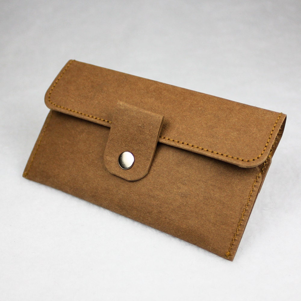 Tab Closure Business Card Case in Kraft Paper Color - Washable Kraft Paper