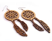 Dream Catcher Sustainable Wooden Earrings - in Oak and Walnut