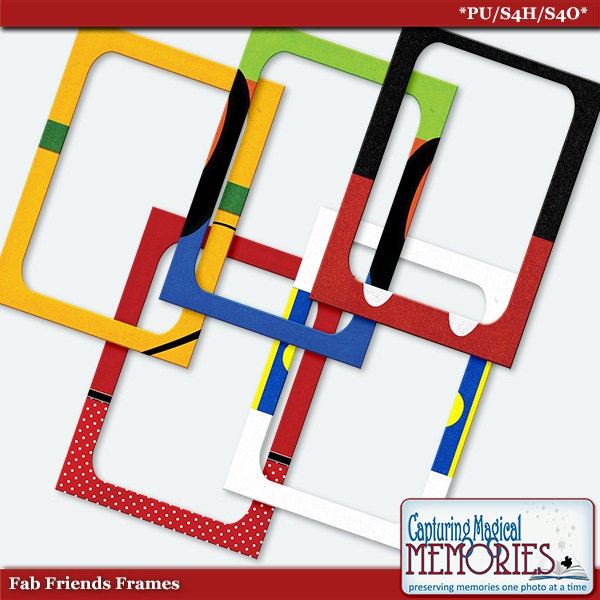 Fab Friends Digital Scrapbooking 5 x 7 Frames Embellishments and Printable by MC Digital Designs