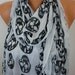 Light Gray  Scarf  - Fabric Large Skulls  - fatwoman