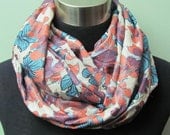 Bold Blue, Peach, Purple Floral Infinity Scarf