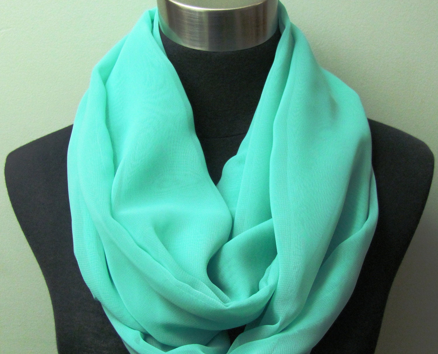 Dark Mint/Seafoam Sheer Infininty Scarf