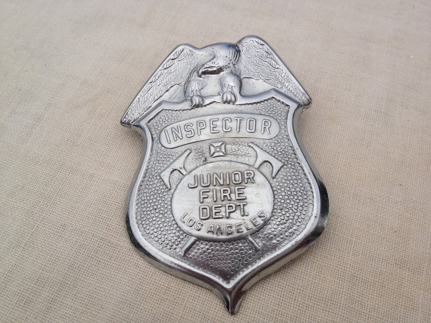 vintage Los Angeles jr. fire dept. badge circa 1950s