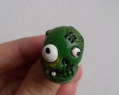 Halloween Jewelry - Adjustable Ring - The Zombie Ring - Polymer Clay Zombie Head - OOAK