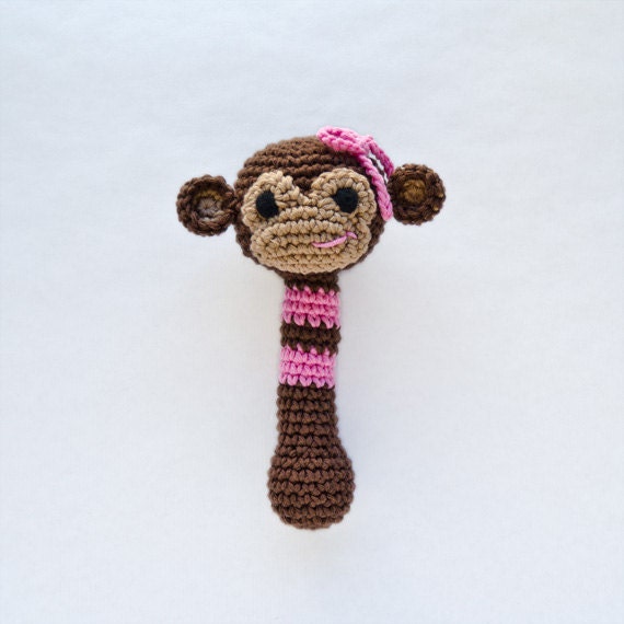 Instant Download - PDF Crochet Pattern - Monkey Rattle  (Level Easy) - Text instructions and SYMBOL CHART instructions