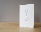 Cute Simple Thank You Card - Blue Balloon - Thank You Note