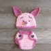 Piglet Hat & Diaper Cover Set, inspired by Winnie the Pooh (newborn / 3-6 month sizes)