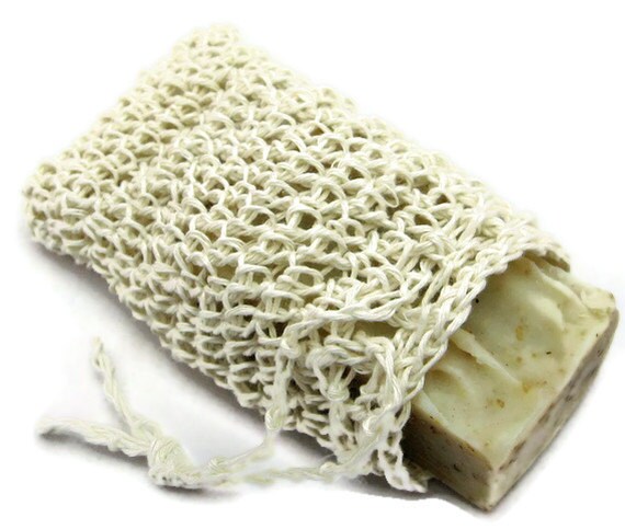 Fair Trade White Hemp Soap Saver Sack. Soap Bag, Pouch
