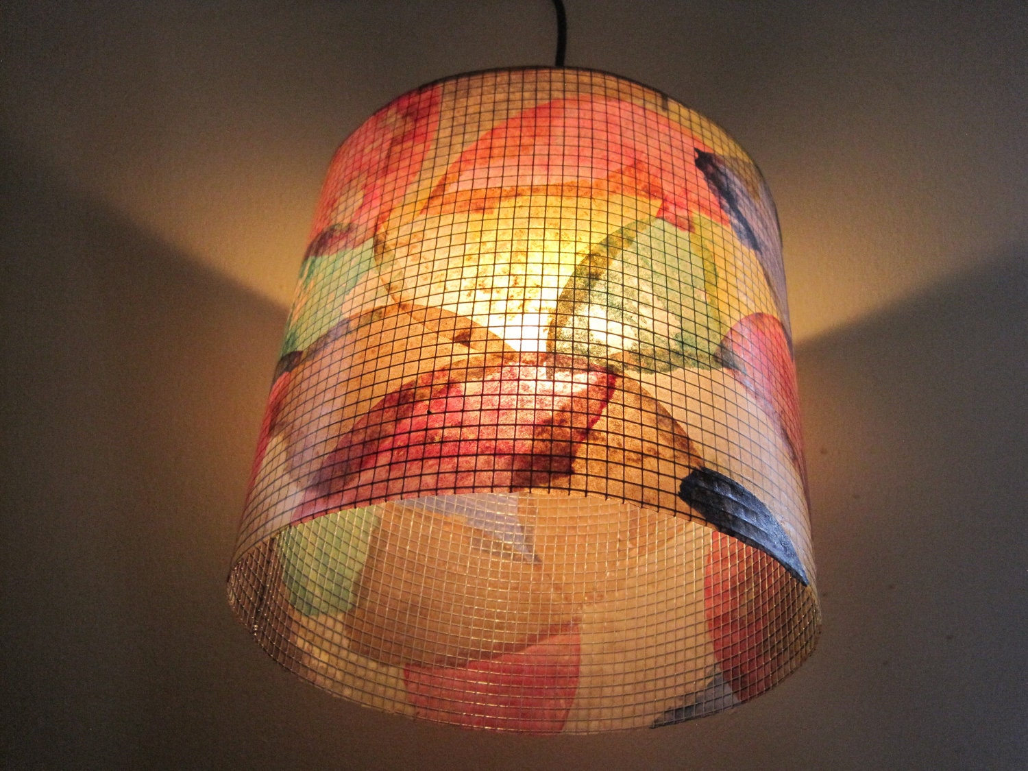 SALE - Coffee Filter Art - Ceiling Lighting Hanging Light Drum Lampshade Pendant Lighting