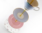 Baby pink and blue 4 four tier cupcake cake stand with cup for wedding, christening or baby shower tiered