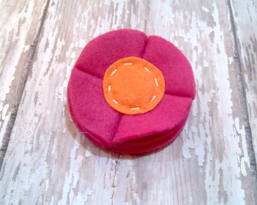 Pink and Orange Flower Hair Clip