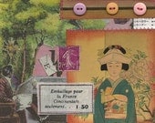 5 Mixed media Japanese printed postcard