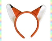 Orange Fox Ears Headband - 1/2" Flexible Band AntiPill Fleece Child Teen Adult Geeky Summer Cute Kawaii Anime Cosplay Animal Kitsune