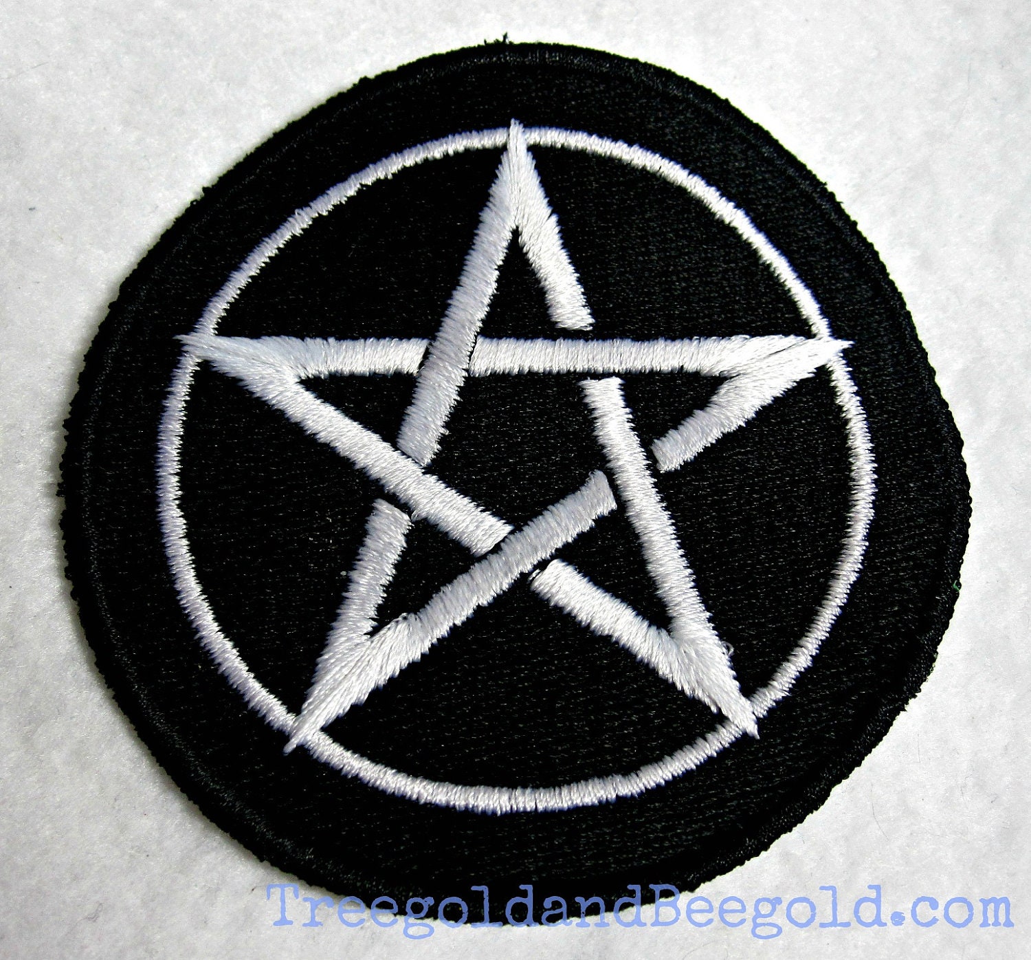 White Pentacle / Pentagram Sew On Patch