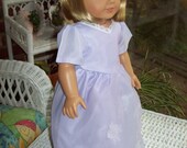 American Girl doll  or 18 inch doll dress and hair clip.  Lilac satin and organdy with lace trim