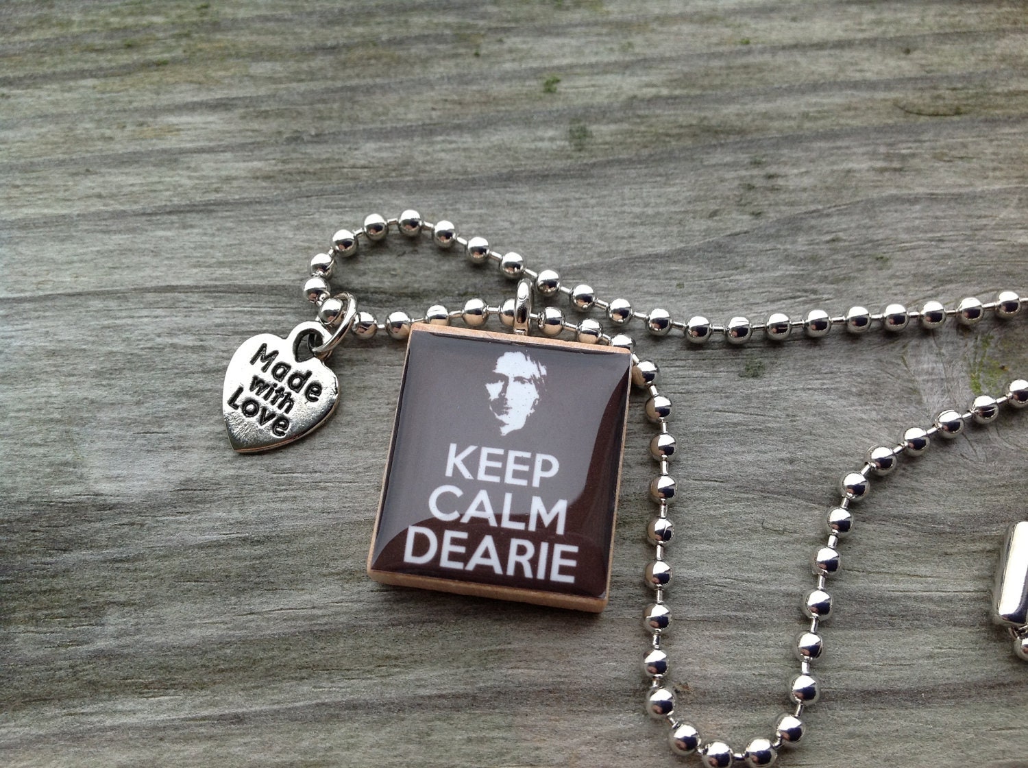 Once Upon A Time Mr Gold/Rumplestiltskin Keep Calm Dearie Scrabble Tile Pendant Necklace