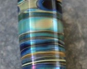 Handmade lampwork focal barrel bead 'Shimmering waters on a sandy beach'.  SRA