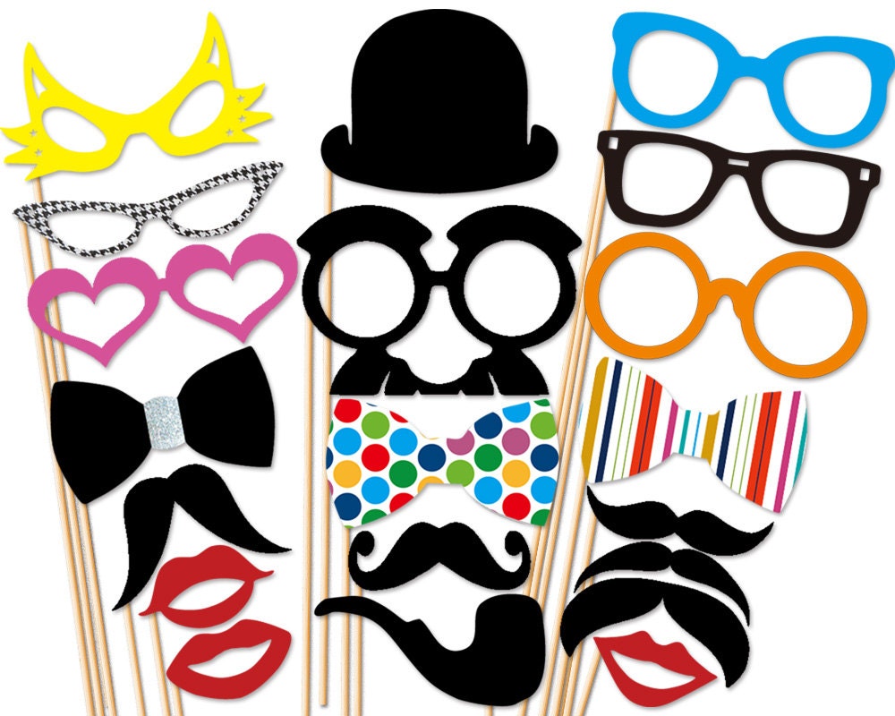 Wedding 20 Piece Photo Booth Props - Birthday Photobooth Party Props - Photo props