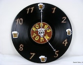 Honky Tonk Beer It's 5 O'Clock Somewhere Hand Painted Clock on Upcycled Record