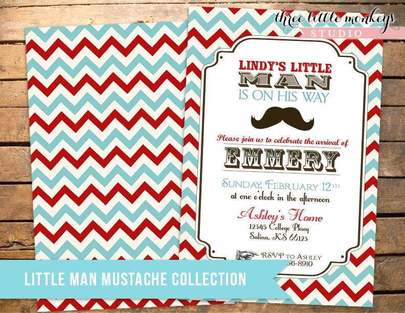 Vintage Little Man Mustache Baby Shower Invitation Il_570xn