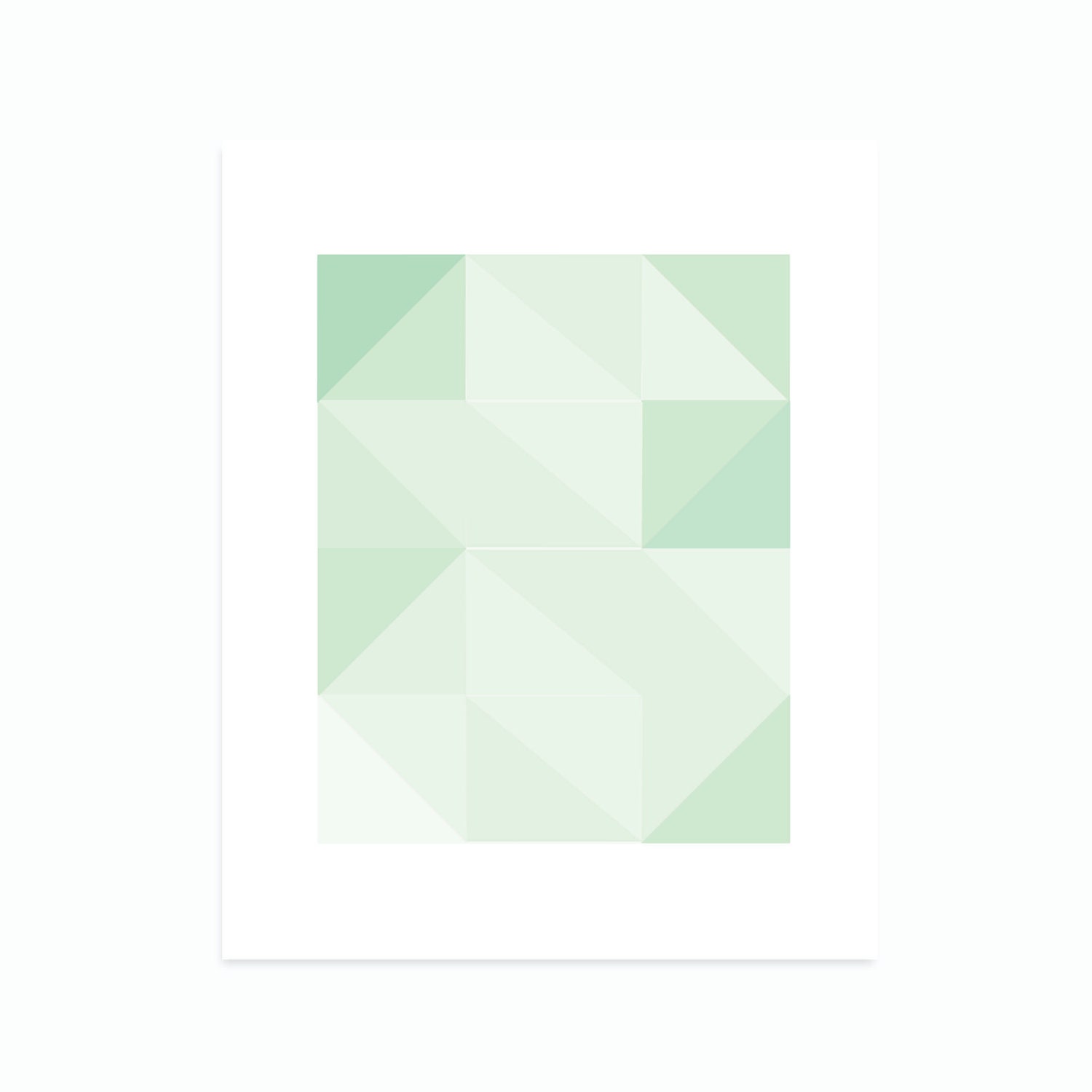 Modern Abstract Art Geometric Patterns Wall Art Mint Home Decor 11x14 Triangles Squares Art Print Monochrome Shades Of Mint