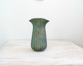 70s retro Ceramic tall vase, Turquoise and rusty brown decorative vase, Mid century home decor - MeshuMaSH