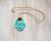 Knots leather cord pendant on gold plated chain  - Everyday jewelry by pardes israel