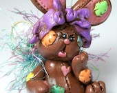 OOAK fantasy art doll bunny fairy  polymer clay sculpture whimsical  FREE SHIPPING