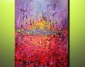 Art  Abstract Acrylic  Original Painting on Canvas Yellow Splashes 36''x24'' Acrylic on Canvas
