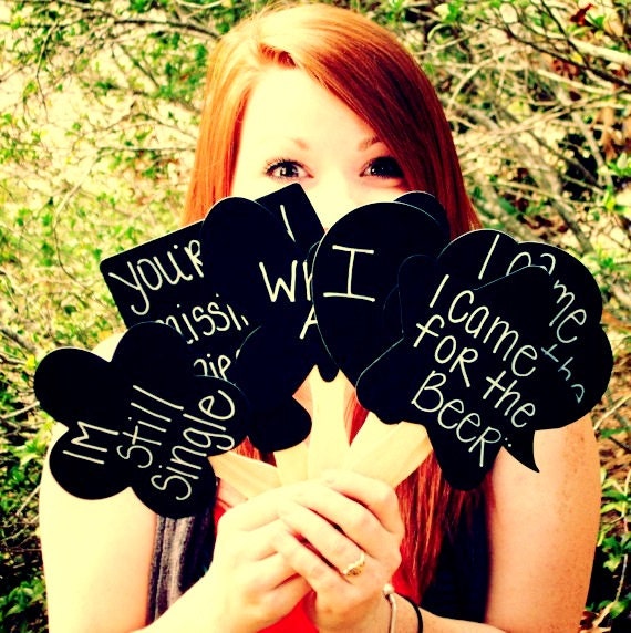 Wedding Chalkboard Photo Props, Photo Booth Chalkboard props Set of 6 - Fast Shipping