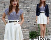 Vintage 80's Cream High Waisted Pleated Mini Skirt XS S