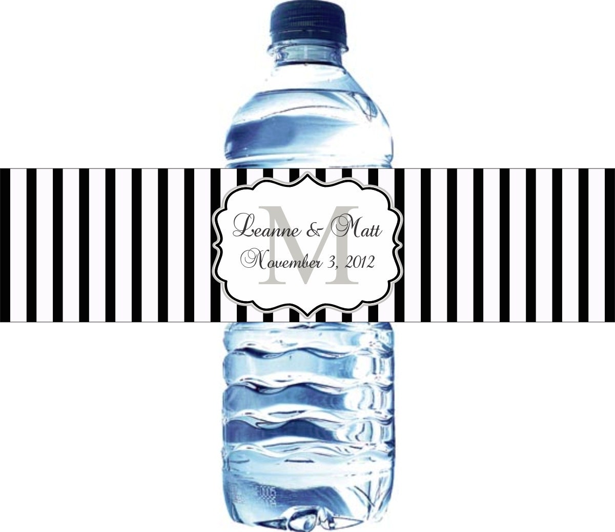 200 Custom Water Bottle Labels - Water Resistant - Antique stripes with monogram, available in waterproof also Il_570xn