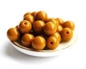 Czech beads in Mustard Yellow, woodland, spacers - 6mm rounds - 30Pc - 502