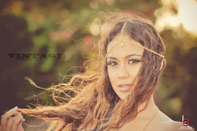 Gold Ancient Elephant Chain Head Piece