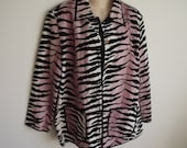Vintage Jacket  pink black animal print blazer  L