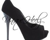 Swarovski Crystal -  Black w/ Black Swarovski Crystals - Open Toe Pump - Size 7.5 - FREE SHIPPING