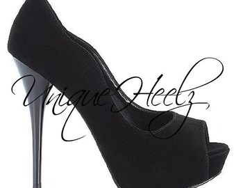 Swarovski Crystal -  Black w/ Black Swarovski Crystals - Open Toe Pump - Size 7.5 - FREE SHIPPING