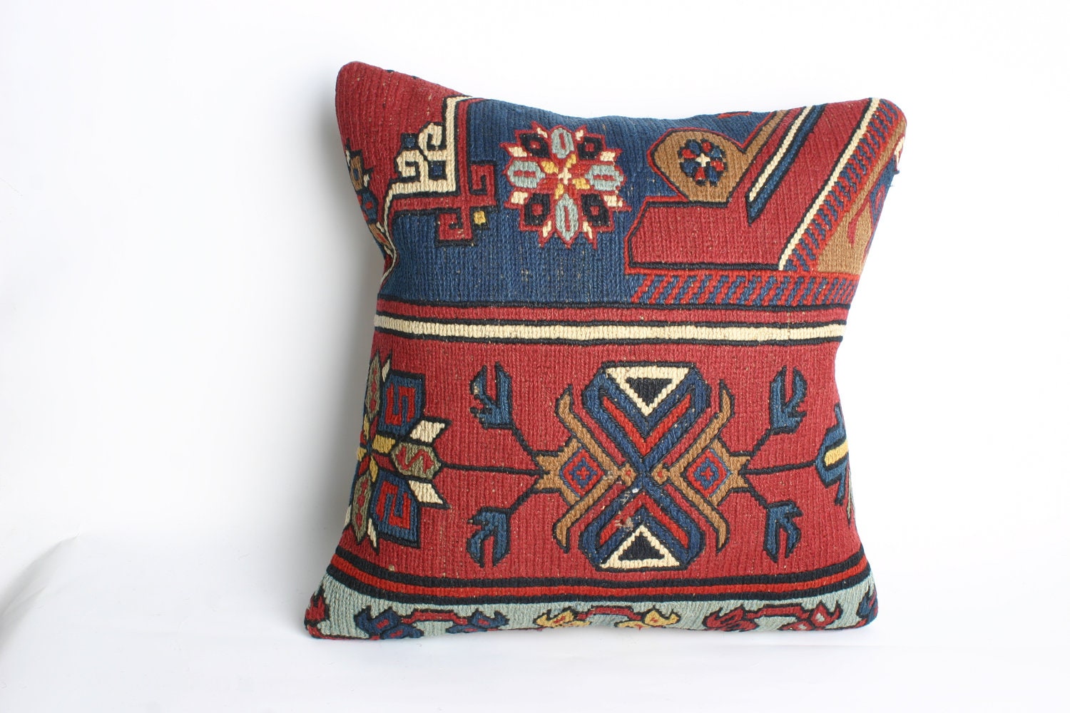 Yuner/Turks Handmade Kilim Pillow Case . Decorative Pillow - 16x16