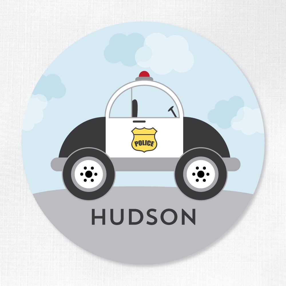 Personalized Melamine Plate - Police Car Il_170x135