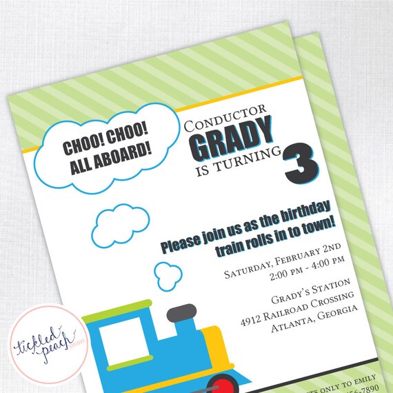 Train Birthday Party Invitation - Custom Kids / Childrens Birthday Invite Il_570xn