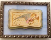 Angel on Stained Glass with Ornate Frame - OOAK Angel of Peace