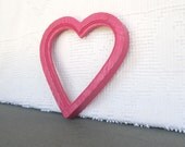 Hot Pink Heart Frame Upcyled Homco Heart Frame OPEN Frame- Upcycled Paris Apartment College Dorm Nursery Teen or Girl Playroom