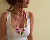 Flower Nursing Necklace/Teething Necklace-Fuchsia Green