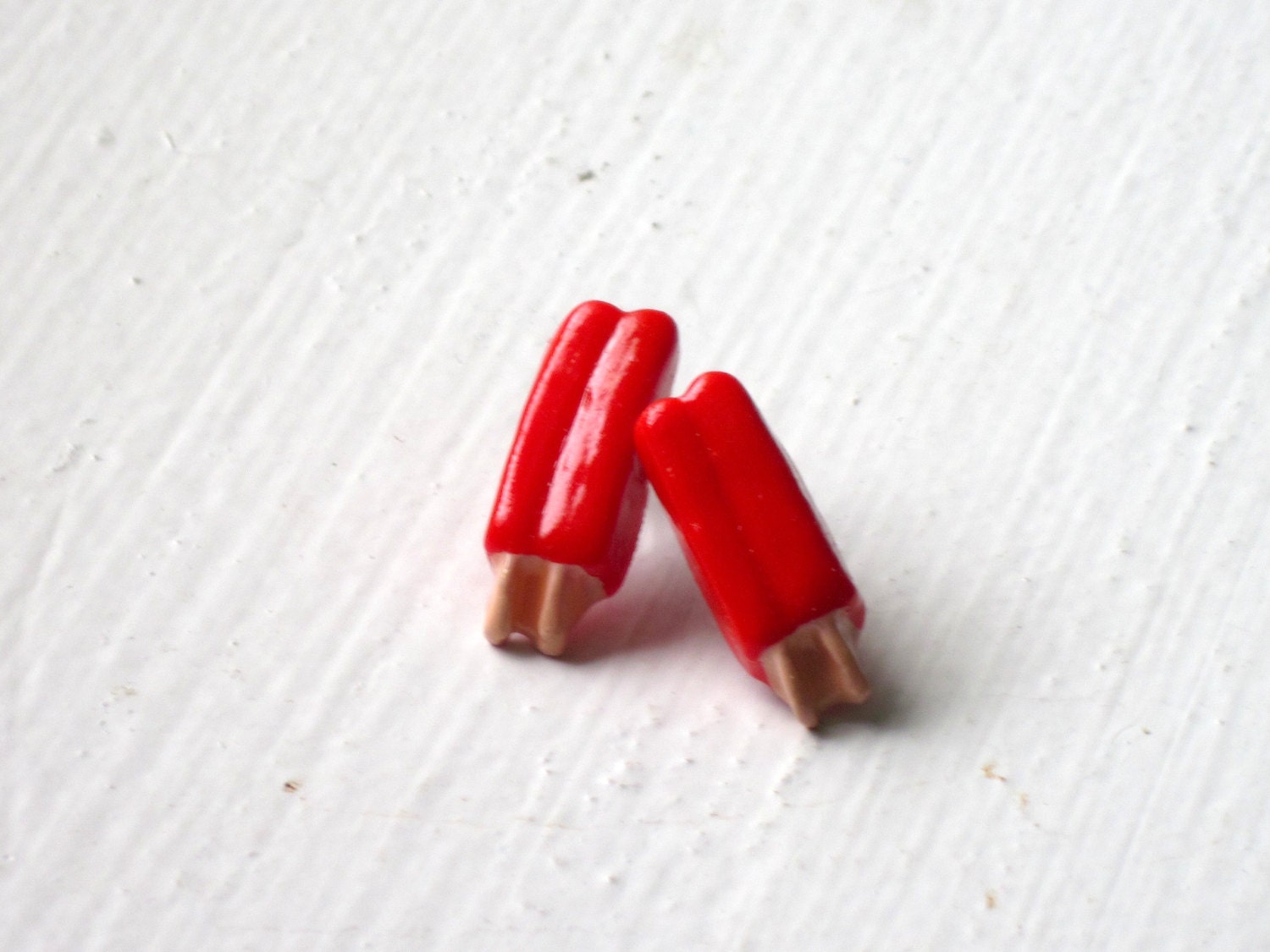 Red Stud Earrings : Popsicle Mini Food Jewelry Kawaii