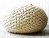 SALE until 2 June - Knitted pouf --a big, chunky knit, floor pillow - 100% natural wool cord