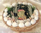 Shell circled Fish storage wicker basket
