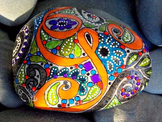 Peaceful Koi Pond /Painted Rock/ Sandi Pike Foundas/ Cape Cod