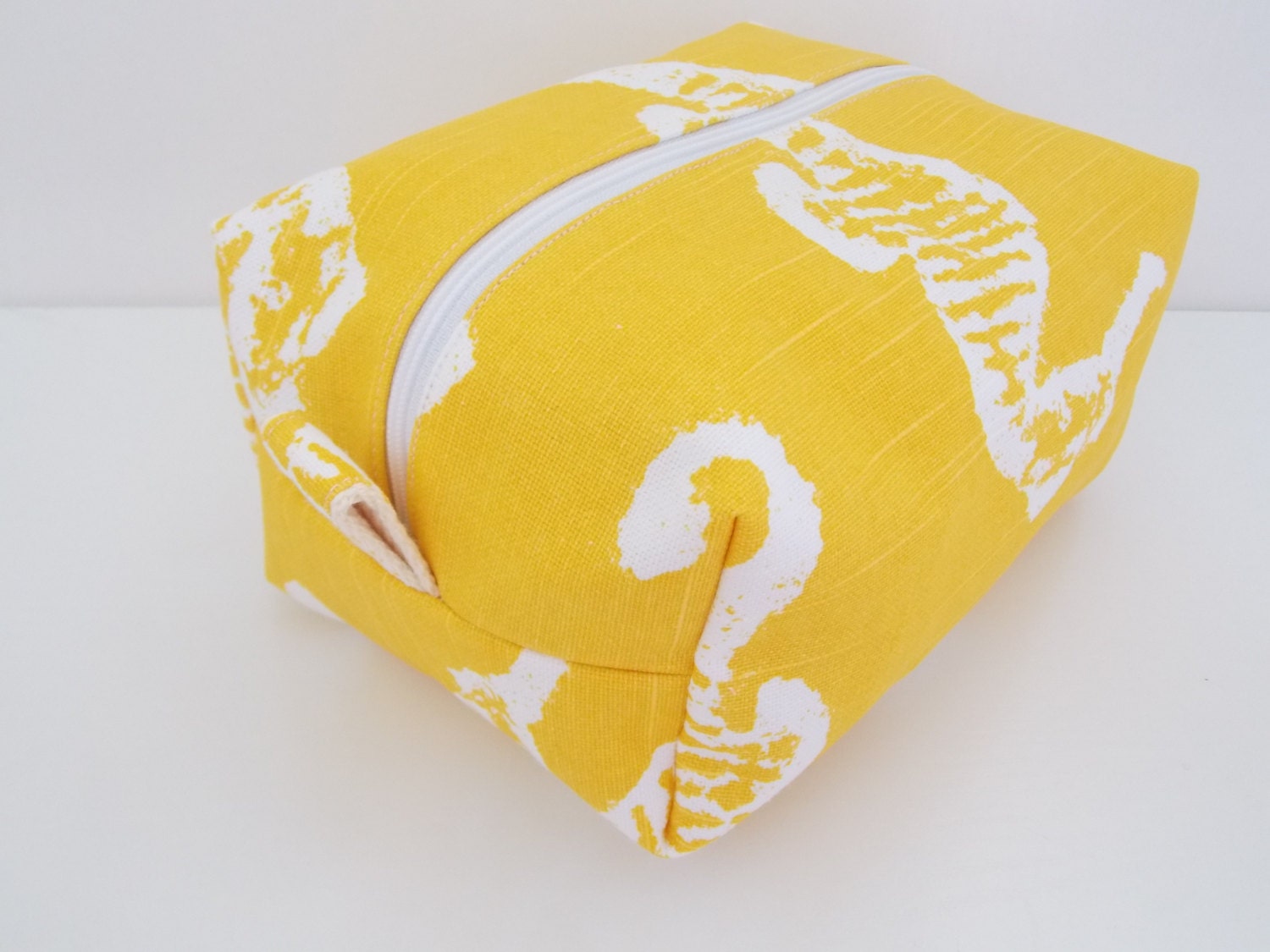 Yellow Make up Bag  -  Seahorse Cosmetic Pouch